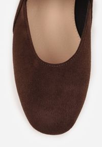 Renee - Ciemnobrązowe Balerinki Vices w Stylu Mary Jane ze Skórzaną Wkładką Rilaneia. Okazja: na co dzień. Kolor: brązowy. Materiał: skóra. Wzór: grochy. Styl: casual, klasyczny #3