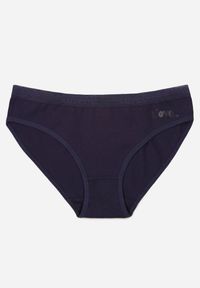 Born2be - Granatowe Majtki Figi z Bawełną i Ozdobnymi Napisami Phioreia. Kolor: niebieski. Materiał: bawełna. Wzór: napisy #1