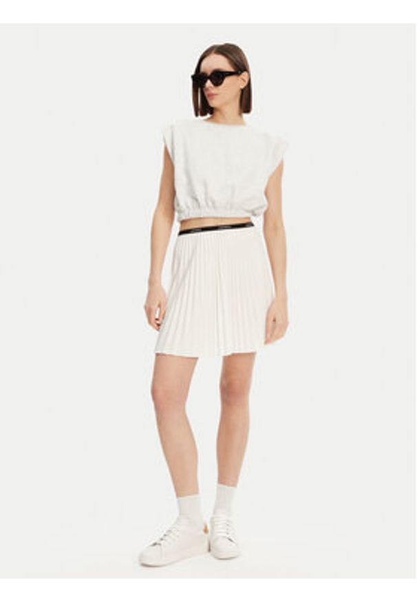 Lacoste Spódnica plisowana JF1403 Écru Regular Fit. Materiał: syntetyk
