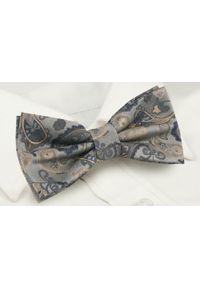 Mucha Męska z Poszetką - Alties - Odcienie Beżu i Popielu, Paisley. Kolor: brązowy, beżowy, wielokolorowy. Wzór: paisley. Styl: sportowy, elegancki