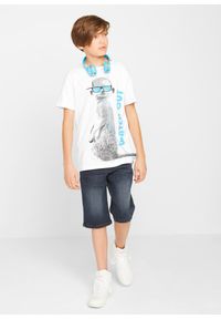 bonprix - Bermudy dżinsowe z elastycznym paskiem, ze stretchem, regular fit. Okazja: na co dzień. Kolor: niebieski. Styl: casual, klasyczny #2