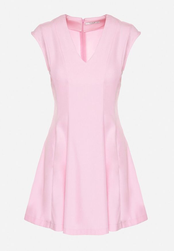 Born2be - Różowa Rozkloszowana Sukienka o Taliowanym Kroju Ellaira. Okazja: na co dzień. Kolor: różowy. Wzór: kolorowy. Styl: casual, elegancki