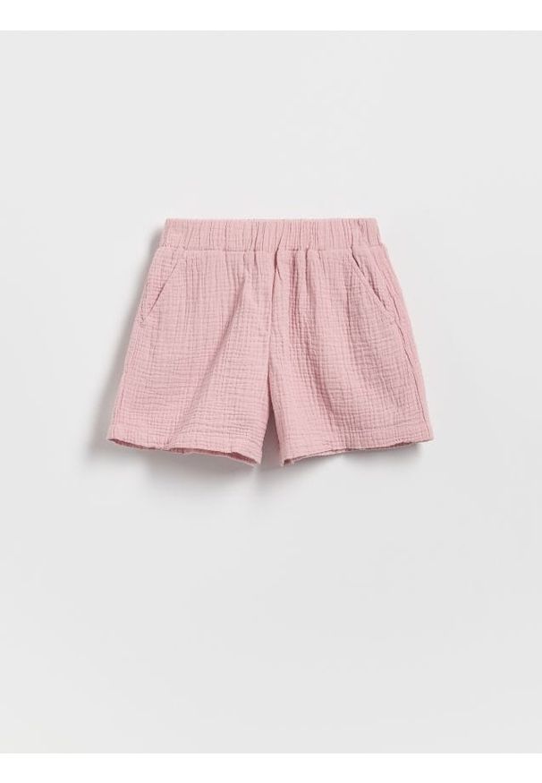 Reserved - Muślinowe szorty - pastelowy róż. Kolor: różowy. Materiał: tkanina