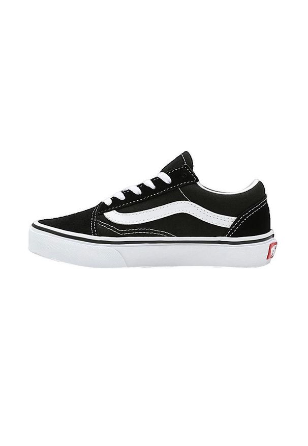Buty Dziecko Vans Old Skool Low czarny. Okazja: na co dzień. Zapięcie: sznurówki. Kolor: czarny, wielokolorowy. Materiał: tkanina, skóra, materiał. Szerokość cholewki: normalna. Model: Vans Old Skool. Sport: turystyka piesza