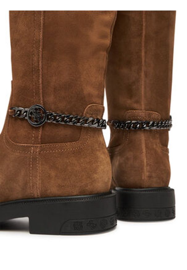 Guess Kozaki FLFYN2 LEA11 Brązowy. Kolor: brązowy. Materiał: skóra, zamsz