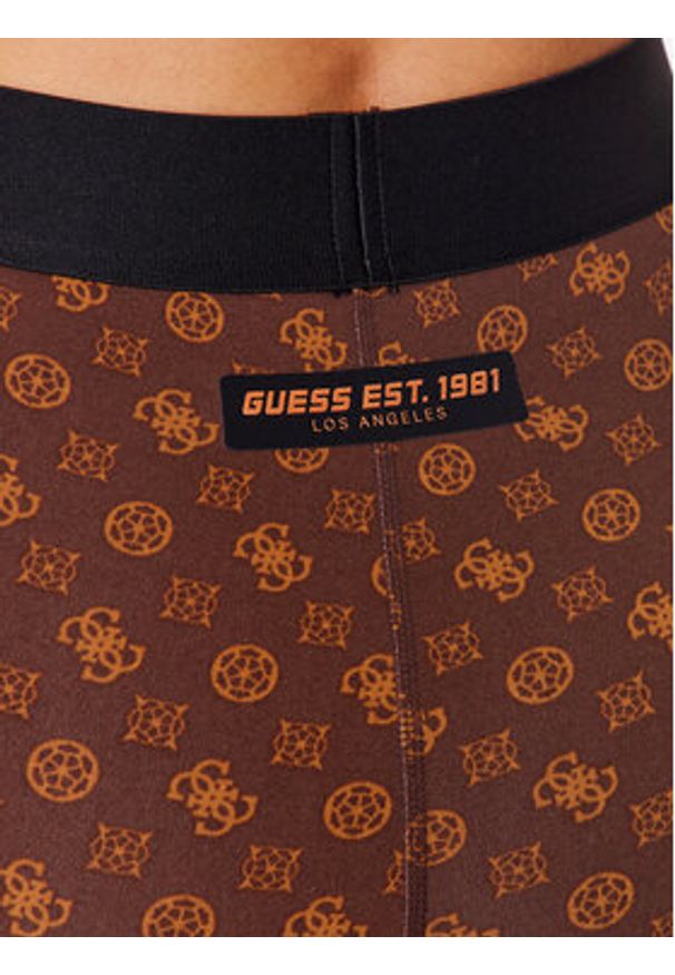 Guess Legginsy V3YB01 MC04N Brązowy Slim Fit. Kolor: brązowy. Materiał: syntetyk