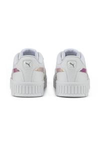 Puma - Młodzieżowe sneakersy Carina 2.0 Holo PUMA White Silver Gray. Okazja: na plażę. Kolor: szary, biały, wielokolorowy. Materiał: guma. Sezon: lato. Sport: turystyka piesza