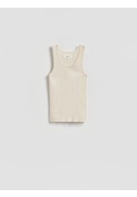Reserved - Top z wełny i jedwabiu - złamana biel. Materiał: jedwab, wełna