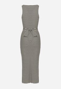 Born2be - Czarno-Biała Wieczorowa Sukienka o Dopasowanym Kroju z Rozcięciami Vikonnie. Okazja: na co dzień. Kolor: czarny. Typ sukienki: proste, dopasowane, sportowe. Styl: wizytowy #6