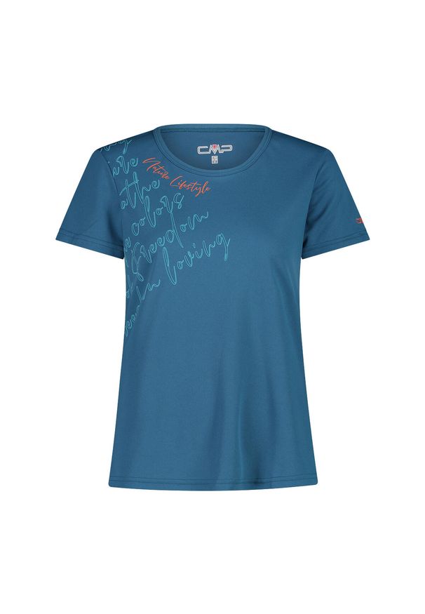 Koszulka damska CMP. Kolor: niebieski, wielokolorowy, pomarańczowy. Materiał: materiał, tkanina. Sport: turystyka piesza