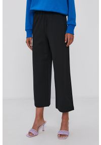 only - Only Spodnie damskie kolor czarny szerokie high waist. Stan: podwyższony. Kolor: czarny. Materiał: materiał, wiskoza