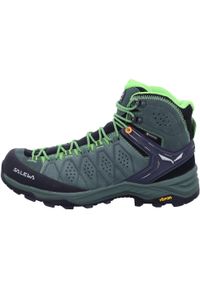 Buty Trekkingowe Męskie Salewa Alp Trainer 2 Mid Gtx. Wysokość cholewki: za kostkę. Zapięcie: sznurówki. Kolor: zielony. Materiał: materiał, skóra, zamsz. Szerokość cholewki: normalna