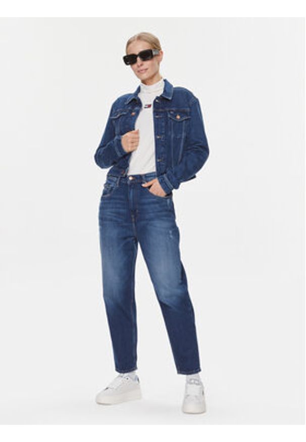 Tommy Jeans Kurtka jeansowa Izzie DW0DW17211 Granatowy Slim Fit. Kolor: niebieski. Materiał: bawełna