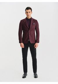 Pako Lorente - PAKO LORENTE – Bordowa marynarka z wełną i jedwabiem. Kolor: czerwony. Materiał: wełna, jedwab. Wzór: prążki #7