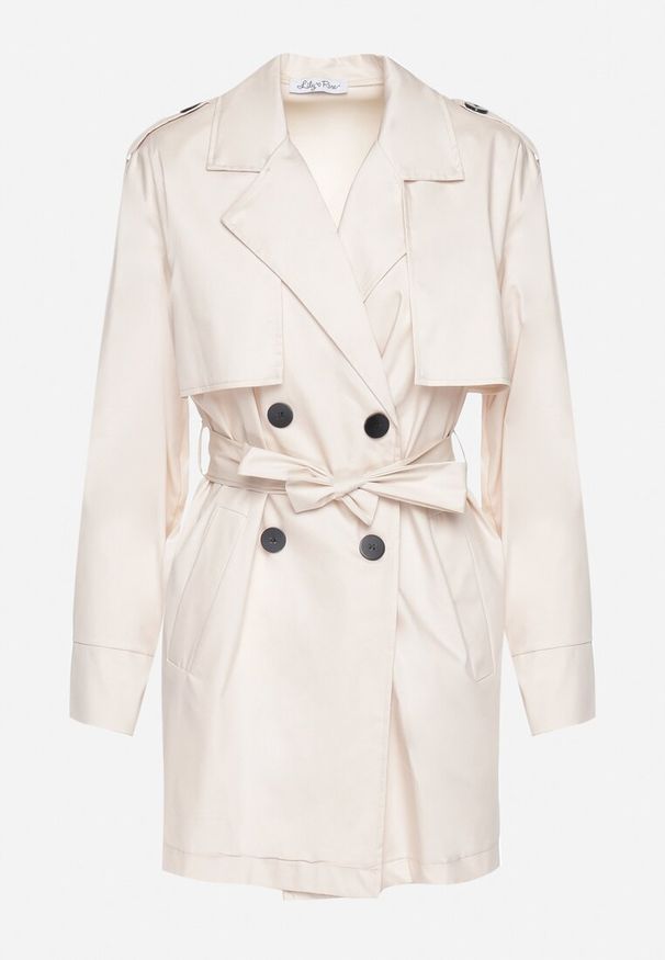 Born2be - Beżowy Płaszcz Trencz z Wiązanym Paskiem Zelamoon. Okazja: na co dzień. Kolor: beżowy. Styl: casual, klasyczny