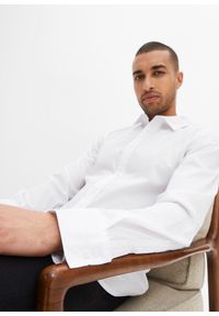bonprix - Koszula biznesowa ze stretchem, Slim Fit. Okazja: na spotkanie biznesowe. Kolor: biały. Materiał: bawełna, materiał. Długość rękawa: długi rękaw. Długość: długie. Styl: biznesowy #3