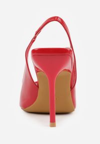 Born2be - Czerwone Lakierowane Sandały VICES na Szpilce z Odkrytą Piętą i Klamrą Haziel. Okazja: na co dzień. Zapięcie: klamry. Kolor: czerwony. Materiał: lakier. Wzór: koronka. Obcas: na szpilce. Styl: casual, elegancki #5