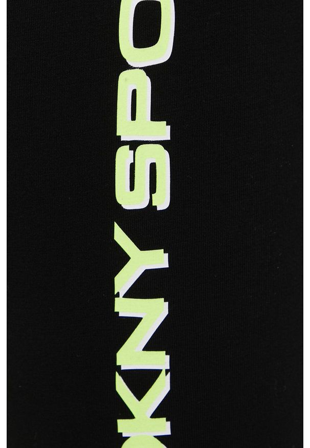 DKNY - Dkny Szorty damskie kolor czarny z nadrukiem high waist. Stan: podwyższony. Kolor: czarny. Materiał: dzianina. Wzór: nadruk
