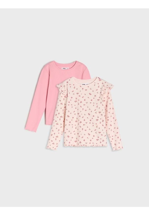 Sinsay - Prążkowana koszulka 2 pack - wielobarwny. Materiał: prążkowany