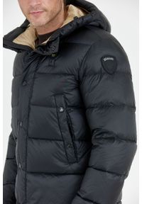 Blauer USA - BLAUER Czarna puchowa kurtka męska Tracy z kapturem, Rozmiar M. Typ kołnierza: kaptur. Kolor: czarny. Materiał: puch