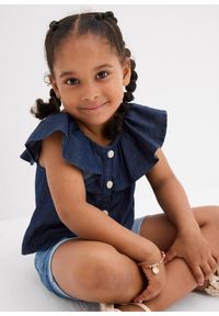 bonprix - Bluzka z lekkiej i gładkiej bawełny. Kolor: niebieski. Materiał: bawełna. Wzór: gładki #3