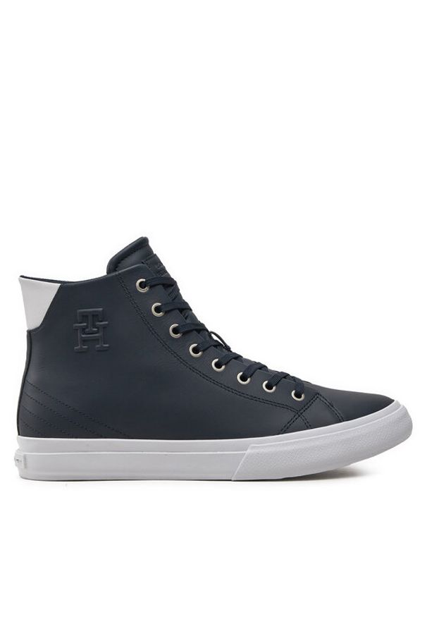 TOMMY HILFIGER - Tommy Hilfiger Sneakersy Th Hi Vulc Street Lth Ess FM0FM04897 Niebieski. Kolor: niebieski. Materiał: skóra