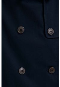 TOMMY HILFIGER - Tommy Hilfiger płaszcz damski kolor granatowy przejściowy dwurzędowy. Kolor: niebieski. Materiał: bawełna. Długość rękawa: raglanowy rękaw #5