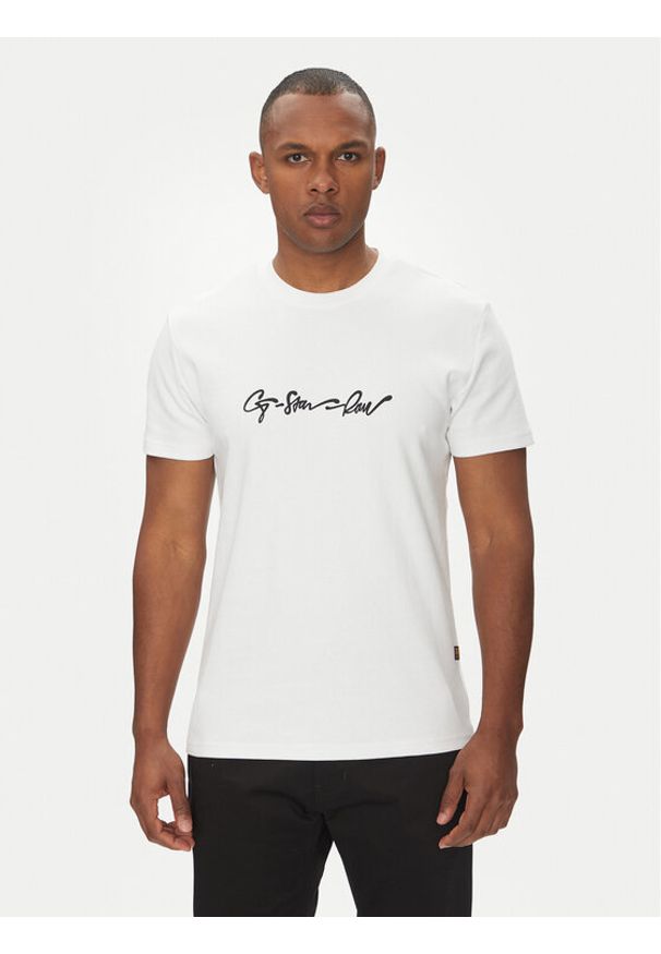 G-Star RAW - G-Star Raw T-Shirt G-Script D25150-C812 Biały Regular Fit. Kolor: biały. Materiał: bawełna