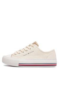 TOMMY HILFIGER - Tommy Hilfiger Trampki Low Cut Lace-Up Sneaker T3A9-33185-1687 S Beżowy. Kolor: beżowy