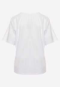 Renee - Biały T-shirt Bawełniany z Dekoltem w V Adozixie. Okazja: na co dzień. Kolor: biały. Materiał: bawełna. Styl: street, casual #3