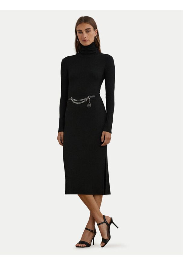 Lauren Ralph Lauren - LAUREN RALPH LAUREN Sukienka dzianinowa 250951822001 Czarny Slim Fit. Kolor: czarny. Materiał: bawełna, dzianina