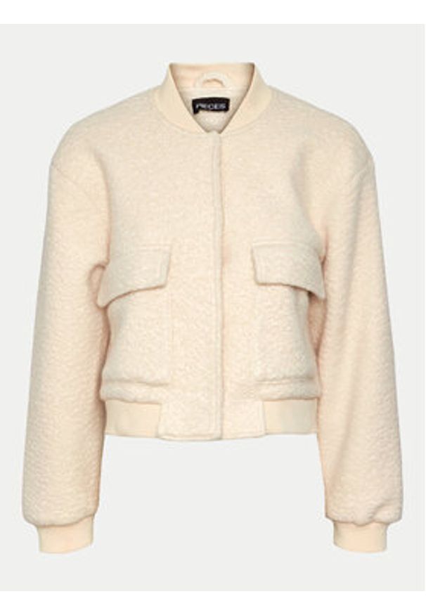 Pieces Kurtka bomber Fully 17152505 Biały Regular Fit. Kolor: biały. Materiał: syntetyk
