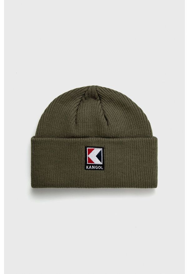 Kangol Czapka kolor zielony z cienkiej dzianiny. Kolor: zielony. Materiał: dzianina