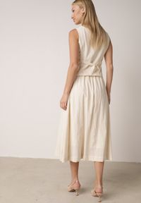 Born2be - Beżowy Bawełniany Komplet Rozkloszowana Spódnica i Kamizelka Moveina. Kolor: beżowy. Materiał: bawełna. Wzór: ażurowy #5