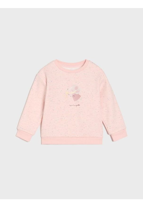 Sinsay - Bluza crewneck z nadrukiem - różowy. Kolor: różowy. Wzór: nadruk