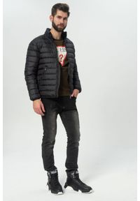 EA7 Emporio Armani - EA7 Puchowa czarna kurtka męska, Rozmiar S. Typ kołnierza: kołnierzyk stójkowy. Kolor: czarny. Materiał: puch. Wzór: aplikacja #5