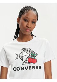 Converse T-Shirt Cherry Star Chevron 10026042-A01 Biały Slim Fit. Kolor: biały. Materiał: bawełna