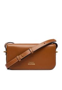 TOMMY HILFIGER - Tommy Hilfiger Torebka Th Script Flap Crossover AW0AW18399 Brązowy. Kolor: brązowy. Materiał: skórzane #5