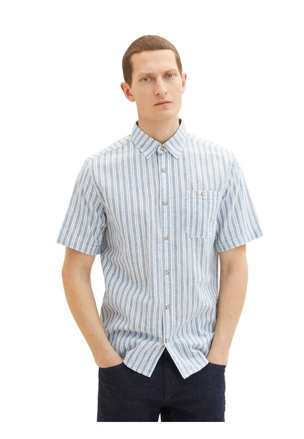 Tom Tailor Koszula 1034902 Błękitny Regular Fit. Kolor: niebieski. Materiał: bawełna