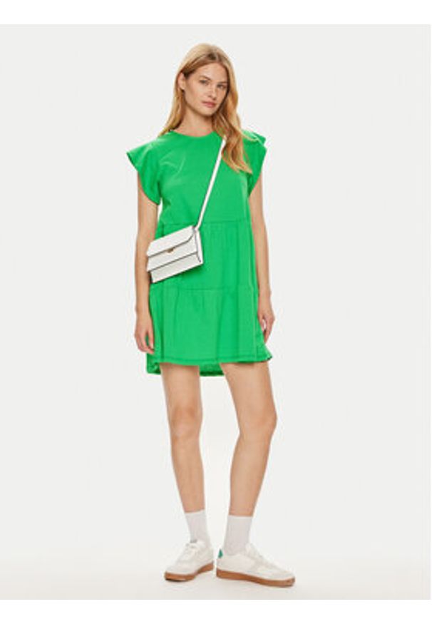 Vila Sukienka letnia Summer 14087541 Zielony Loose Fit. Kolor: zielony. Materiał: syntetyk, bawełna. Sezon: lato