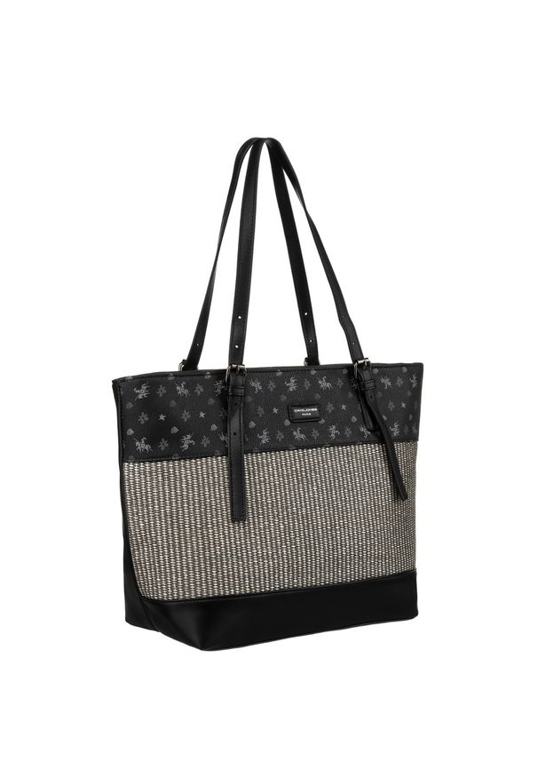 DAVID JONES - Shopperka czarna David Jones 6875-4. Kolor: czarny. Materiał: skórzane