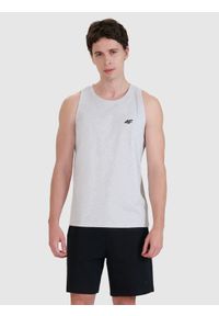 4f - 4F Tank top regular gładki męski - szary XXL. Kolor: szary. Materiał: dzianina, bawełna, jersey. Długość rękawa: bez rękawów. Wzór: gładki