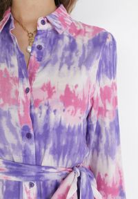 Born2be - Fioletowa Sukienka Nephohsa. Kolor: fioletowy. Materiał: materiał. Długość rękawa: długi rękaw. Typ sukienki: koszulowe. Styl: elegancki. Długość: maxi #2