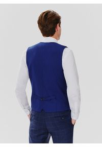 Pako Lorente - PAKO LORENTE – Granatowa dwurzędowa kamizelka męska. Kolor: niebieski. Materiał: wełna, elastan. Wzór: gładki #8