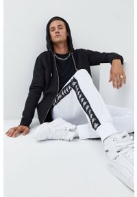 Kappa spodnie dresowe męskie kolor biały z aplikacją. Kolor: biały. Materiał: dresówka. Wzór: aplikacja #3