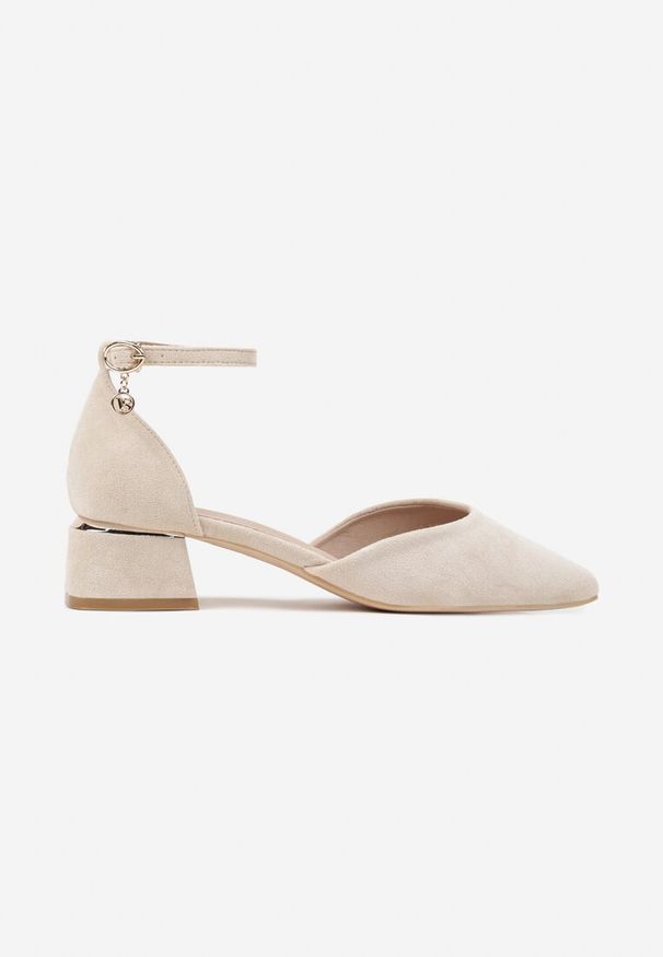 Born2be - Beżowe Czółenka Vices na Geometrycznym Obcasie ze Skórzaną Wkładką Falori. Okazja: na spotkanie biznesowe. Zapięcie: sprzączka. Kolor: beżowy. Wzór: geometria. Materiał: skóra. Sezon: wiosna, lato. Obcas: na obcasie. Styl: wizytowy, biznesowy, elegancki. Wysokość obcasa: średni