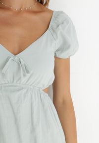 Born2be - Miętowa Sukienka Roatta. Kolor: miętowy. Materiał: bawełna. Wzór: jednolity. Sezon: lato. Długość: mini #6