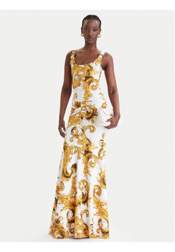 Versace Jeans Couture Sukienka codzienna 80HAO970 JS550 Biały Slim Fit. Okazja: na co dzień. Kolor: biały. Materiał: bawełna. Typ sukienki: proste. Styl: casual