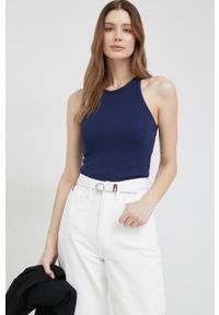 Polo Ralph Lauren top bawełniany kolor granatowy. Typ kołnierza: polo. Kolor: niebieski. Materiał: bawełna #1