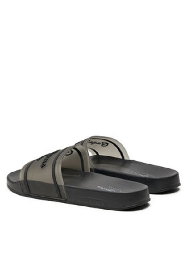 Pepe Jeans Klapki Slider Translucent W PLS70147 Czarny. Kolor: czarny. Materiał: syntetyk